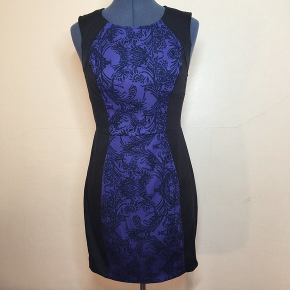 Forever 21 Fitted Black and Purple Sheath Dress Size 6 NWT - Picture 1 of 6
